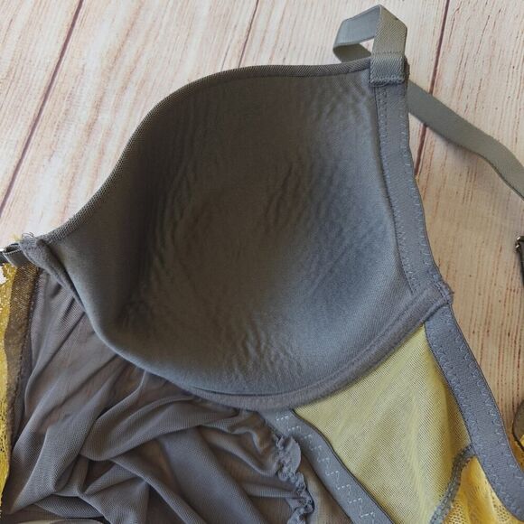 Sheer stretch mesh lacy overlay front clip lingerie sz 2X - Picture 6 of 8